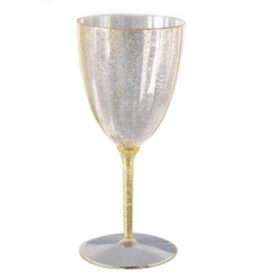 גביעי יין גדולות 200 מ"ל 6 יח' PVC נצנץ זהב